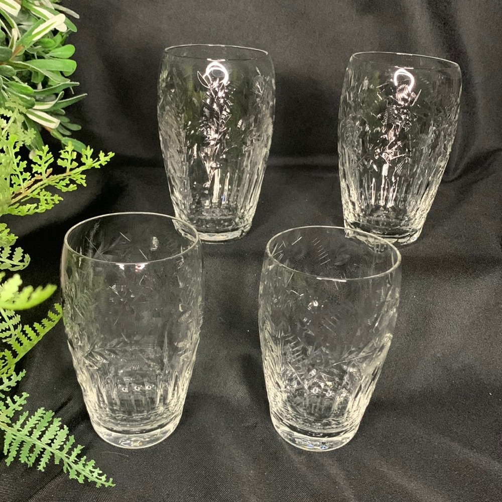 Amazing set of 4 hand cut crystal 5oz juice glasses